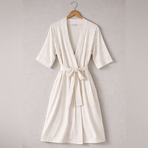 Quince Cream Wrap Robe with Tie Belt